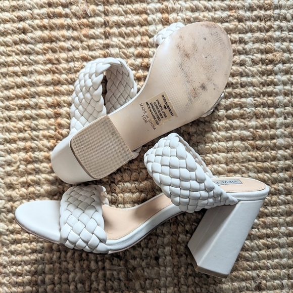 Steve Madden Tangle Off-White Woven Block High Heel Size 10 - Picture 4 of 6